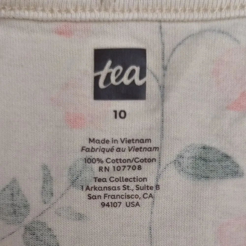 Tea Collection Long Sleeve Floral Ruffle Hem Dress Cream Size 10 EUC